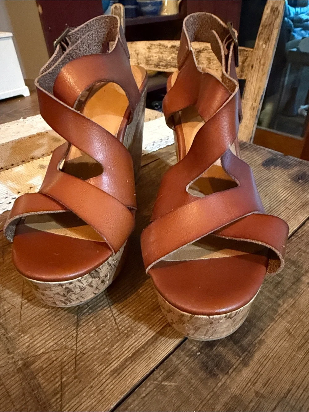 Mossimo Supply Co. Tan Cork Wedge Sandals